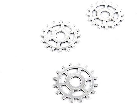 40 pcs Jewelry Making Charms Antique Ancient Silver Tone Findings Jewellery Charme Bulk Wholesale Supplies Supply G7VT3 Gear Gearwheel