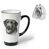 Porcelain Funnel Cup with Maltese (6 inch, Black and white)