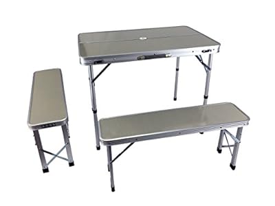 NEW Aluminum Fold Up Desk Table Seat Chair Combo Set Portable Folding Camp Outdoor Indoor Garden Beach Sports Picnic Camping Games Party