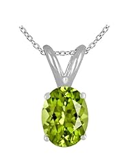 0.22Ct Oval Peridot Pendant in 14k White Gold
