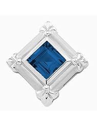 14K White Gold Princess Cut Chatham Created Sapphire Pendant -- LIFETIME WARRANTY