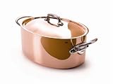 Mauviel Cuprinox Style 6.6-Quart Oval Stockpot with Lid