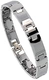 9 (23 cm) Adjustable Tungsten Carbide Bracelet w/ Long and Short Faceted Links 3/8 (10 mm) wide