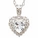 10k White Gold Heart Shaped White Topaz and Diamond Pendant