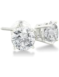 2 Carat Diamond Stud Earrings Set In 14 Karat White Gold, Screwbacks