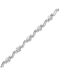 Sterling Silver Flower CZ Bracelet - 7 Inch