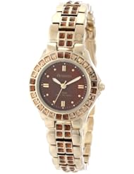 Armitron Womens 75/3689BMGP Crystal Topaz Color Swarovski Crystal Accented Gold-Tone Bracelet Watch
