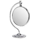 Vanity Pedestal 5X Magnifying Mirror in Satin Nickel