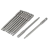uxcell T型ドライバービット　磁気　100mm長さ　シルバー・グレー　10個入り