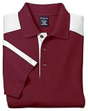 Sport-Tek Pique Knit Sport Shirt w/ Contrast Shoulder Panel , L, Maroon/White