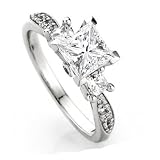 0.33 Carat (ctw) 14k White Gold Princess & Round Diamond Ladies Bridal Semi Mount Engagement Ring Center not included