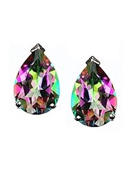Tommaso Design (tm) Pear Shape Rainbow Mystic Topaz Earring Studs