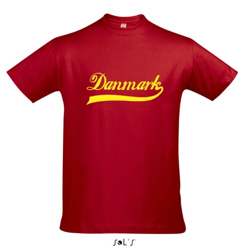 T-Shirt Dänemark Oldschool Danmark LÄNDERSHIRT EM / WM FAN Trikot S-XXL , Red – gelb , XL
