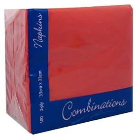 100 x 2ply Chilli Red Paper Napkins Serviettes 33cm