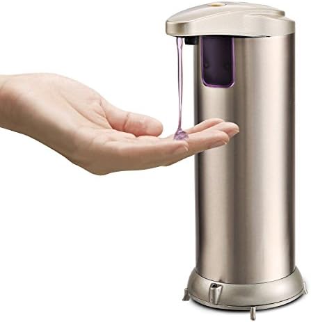 GAOKE Premium Automatic Touchless Soap Dispenser - Perfect for Bathroom or Kitchen - Fingerprint Resistant Stainless Steel - Brushed Nickel