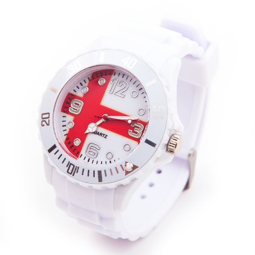 Fanartikel Silikon Armbanduhr Watch Fan Uhr m WM & EM Länder Flaggen Style (England)