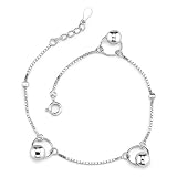 Flawless Elegance: Sterling Silver Designer Inspired Box Chain Bracelet with Silver Beaded ring Charms