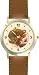 The Little Bird - from Mother Goose by Artist: Sylvia Long - WATCHBUDDY&reg; DELUXE TWO-TONE THEME WATCH - Arabic Numbers - Brown Leather Strap-Size-Large ( Men's Size or Jumbo Women's Size )