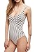 Cupshe Fashion Women's Stripe Printing Halter One-Piece Padding Swimsuit ,Multicolor,Small