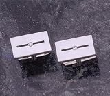 Stainless Steel With Cubic Zirconia Cuff Links. 11mm Long By 19.25mm Wide