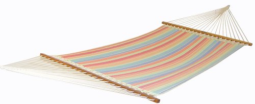 Pawleys Island Tropical Breeze Collection Large Quilted DuraCord Fabric Hammock, Caribbean Stripe