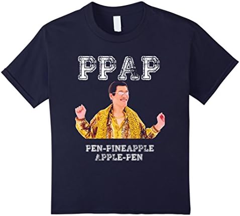 Kids PPAP Pen Pineapple Apple Pen T-Shirt 10 Navy