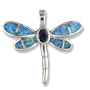 Synthetic Amethyst and Opal Sterling Silver Dragonfly Pendant