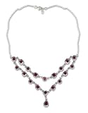 Garnet necklace, 'Crimson Rain' 18 L