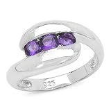 0.50 Carat Genuine Amethyst Rounds Silver Ring