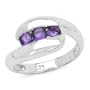 0.50 Carat Genuine Amethyst Rounds Silver Ring