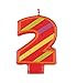 Decorative Striped Number 2 Birthday Candle