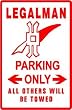 LEGALMAN PARKING navy legal lawyer law sign