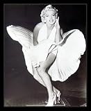 Marilyn Monroe (The Legend - White Dress Blowing) Framed Art Poster Print - 16