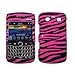 Hot Pink and Black Zebra Stripes Design Snap-On Cover Hard Case Cell Phone Protector for Blackberry Bold 9700 [Accessory Export Packaging]