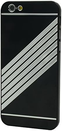 iPhone 6 Case,ChengYung[TM] Aluminum + PC Diagonal Strips Pattern Hard Metal Case Cover for iPhone 6 (4.7-inch) - Black