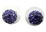 Lavender Rhinestone Ear Studs - Stainless Steel Fashion Earrings - Fashion Jewelry