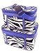 Train Case Cosmetic Toiletry 2 Piece Luggage Set Purple Trim Black & White Zebra Print