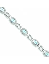 Genuine .925 Sterling Silver Diamond & Light Swiss Blue Topaz Bracelet 9 Grams . 100% Satisfaction Guaranteed.
