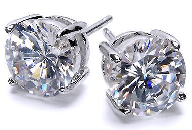 4105JOUwPIL Sterling Silver Jewelry: Sterling Silver 925 Brilliant Round 6mm Clear CZ Stud Earrings