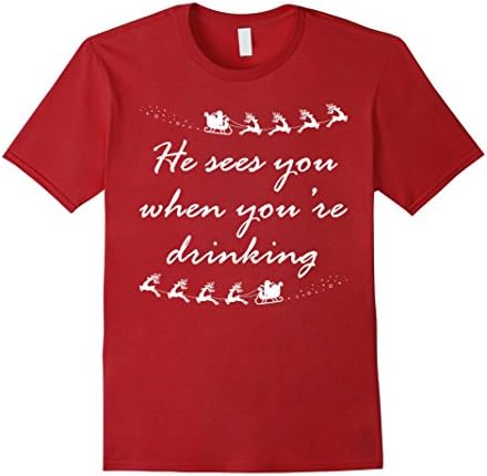 Men's He Sees You When You're Drinking Explicit Christmas  3XL Cranberry