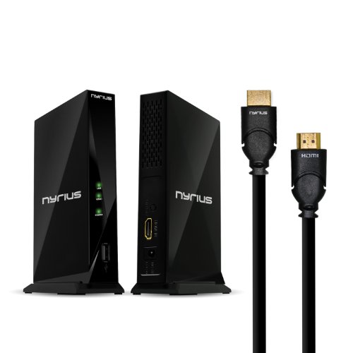 Nyrius ARIES Home HDMI Digital Wireless Transmitter & Receiver for HD 1080p Video Streaming with IR Remote Extender & Bonus Nyrius NWHD300 6' High Speed HDMI 1.4 Cable (2 HDMI Cables Total)