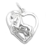 Schmuck Anhänger, Herz mit Pferd, Silber 925