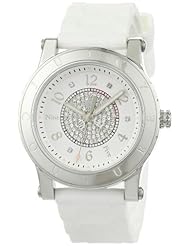 Juicy Couture Womens 1900772 HRH Stainless-Steel Case White Jelly Strap Watch