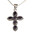 Womens Pendant with Chain Sterling Silver Amethyst Jewelry 2 inches