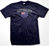 New Zealand Flag Shield International Soccer T-shirt, New Zealander National Pride Mens Shirt, Large, Navy