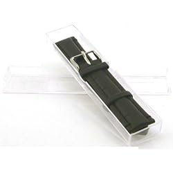 Black Alligator Grain Watch Band Leather Long 20mm Part