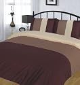 Triptych Chocolate/Cream/Beige King Size Poly/Cotton Duvet Cover Set
