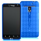 Argyle Flexible TPU Cover Skin Phone Case For LG VS910 / Revolution - Blue