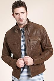 North Coast Suede Leather Panelled Biker Jacket