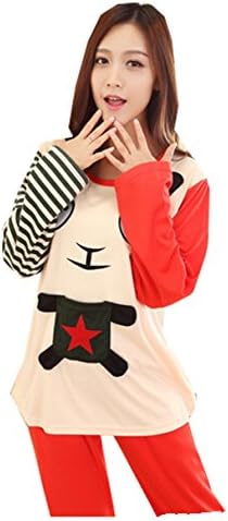 KM Couple Cotton Pyjamas Long Sleeves Nightwear Set #20 Star Bear Pattern (Male 2XL)